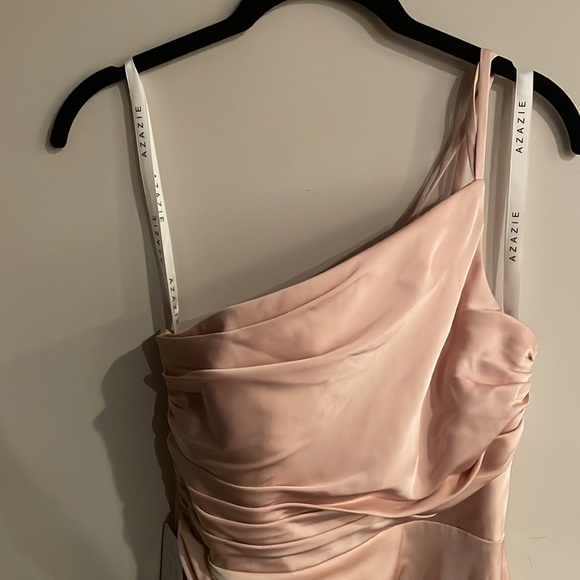 Azazie Eren Stretch Satin Dress, English Rose (A0) - Picture 4 of 6